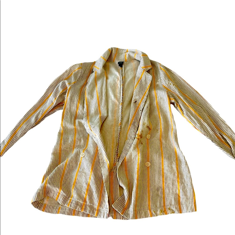 Striped blazer with paint accents